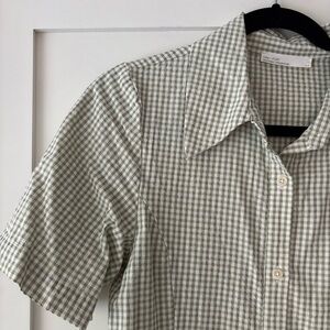 OAK + FORT Women’s Olive Checkered Button Dress